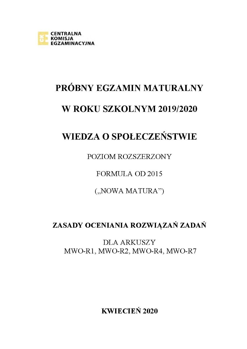 MATURA PRÓBNA 2020: WOS - poziom rozszerzony. Zobacz arkusz maturalny z 7 kwietnia i odpowiedzi z 15 kwietnia 2020 r. 