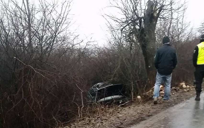 Auto uderzyło w drzewo i wpadło do rowu