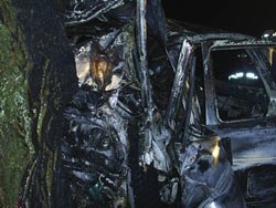 Volkswagen golf spalił się w miejscowości Krynice, gmina Dobrzyniewo