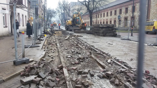 Sosnowiec, Małachowskiego, remont torów tramwajowych