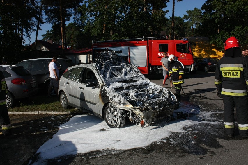 Pożar forda na parkingu w Sielpi