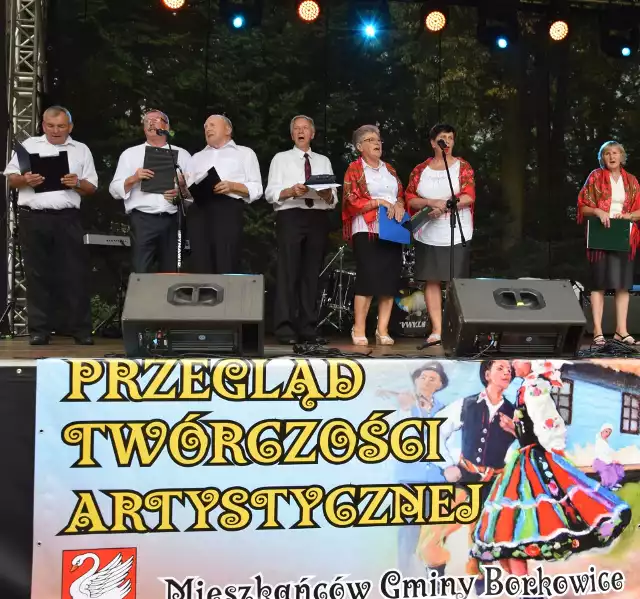 Na scenie w Borkowicach - jako jedna z nielicznych - zdążyła przed burzą wystąpić Grupa Wokalna Seniorów 50+.