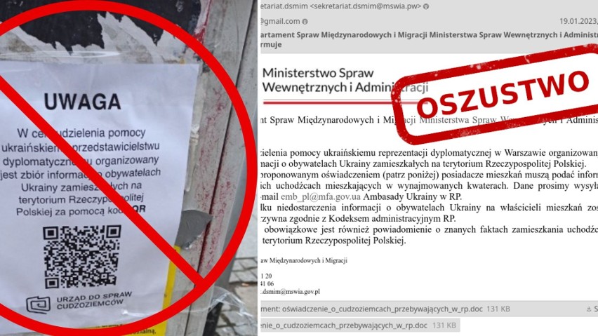 Próby wyłudzenia danych Ukraińców. Uwaga na fałszywe plakaty...