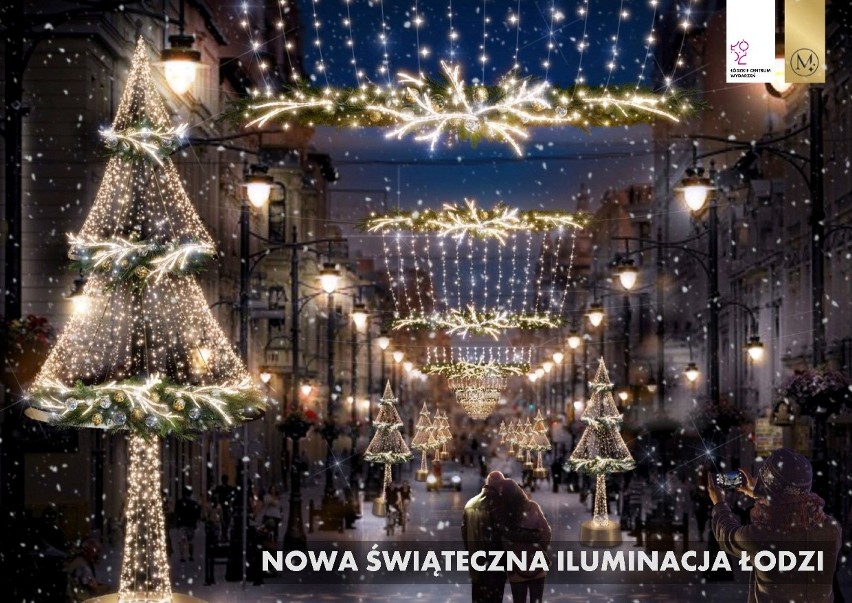 Nowa iluminacja świąteczna na Piotrkowskiej. Będą choinki, sikorki i sarenki