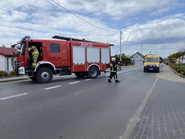 Pożar w kamienicy parterowej przy ul. Kościuszki w Kowalu