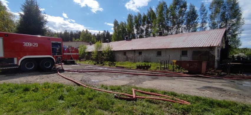Pożar hali produkcyjnej w Klepaczach