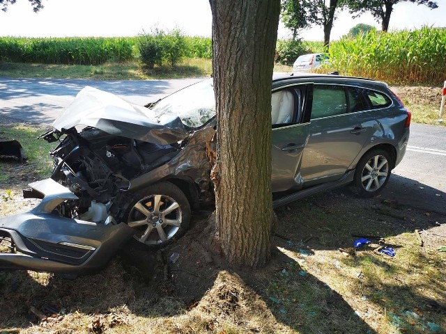 Kierujący skodą wymusił pierwszeństwo przejazdu na kierowcy volvo. Do zdarzenia doszło w sobotę (8 sierpnia) około godz.12.15 w Kościelnej Wsi, na drodze wojewódzkiej nr 267. Kierujący skodą 71-latek nie ustąpił pierwszeństwa przejazdu i doprowadził do  zderzenia z prawidłowo jadącym volvo. Po zderzeniu volvo wylądowało na drzewie, a skoda na znaku drogowym.  Dwójka dzieci w wieku 10 i 13 lat podróżujących volvo, trafiła do szpitala na badania. Kierujący pojazdami byli trzeźwi.Już wstępne ustalenia pokazały, że 71-letni kierowca skody w rażący sposób naruszył przepisy ruchu drogowego. W związku z tym policjanci zatrzymali mu prawo jazdy oraz skierowali wniosek o ukaranie do sądu.Zobacz więcej zdjęć z wypadku >>>