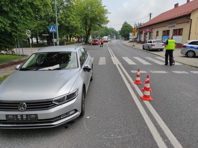 Potrącony rowerzysta przetransportowany do szpitala.