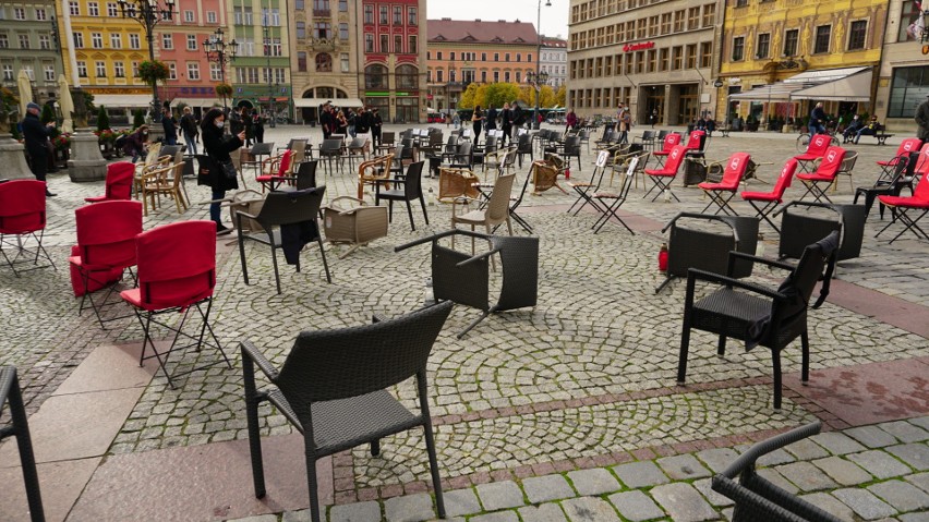 Protest restauratorów we wrocławskim Rynku 23.10.2020