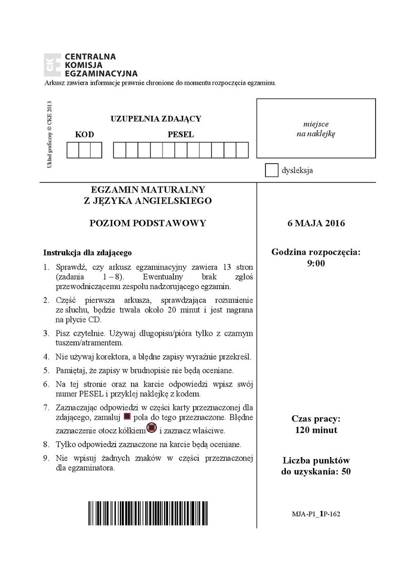 Stara matura 2016: Angielski podstawa [ODPOWIEDZI, ARKUSZ...