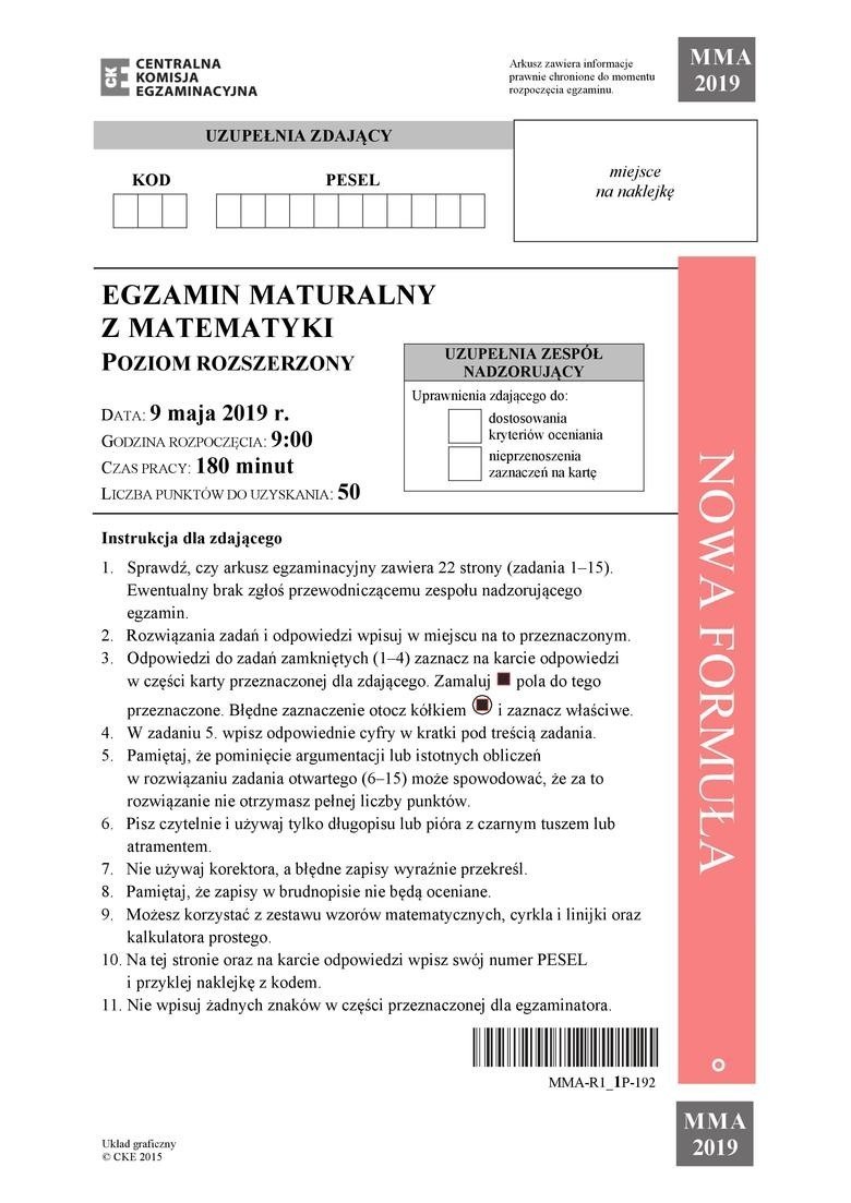 Matematyka poziom rozszerzony na maturze 2019. Sprawdź...