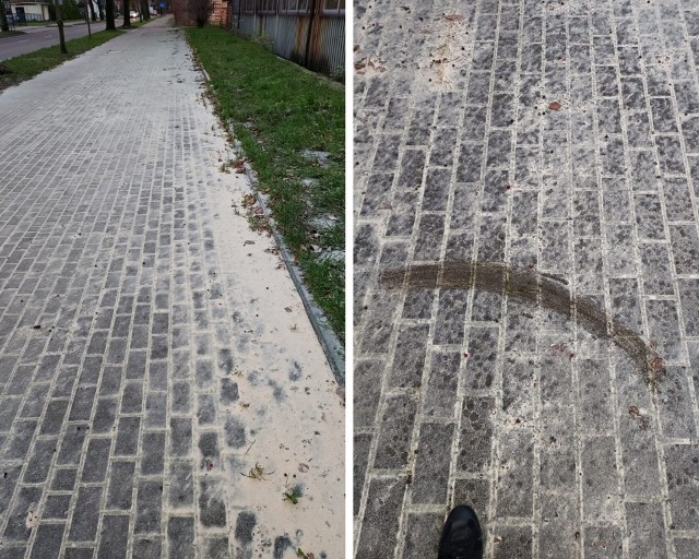 Okolica ulicy 1 Maja w Białogardzie została przykryta białym pyłem.