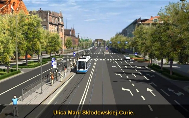 Wrocław, ulica Curie-Skłodowskiej po remoncie 2013/2014 - WIZUALIZACJA