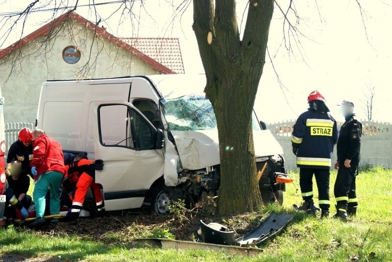 Wypadek pod Brzezinami [zdjęcia] Samochód wjechał w drzewo!