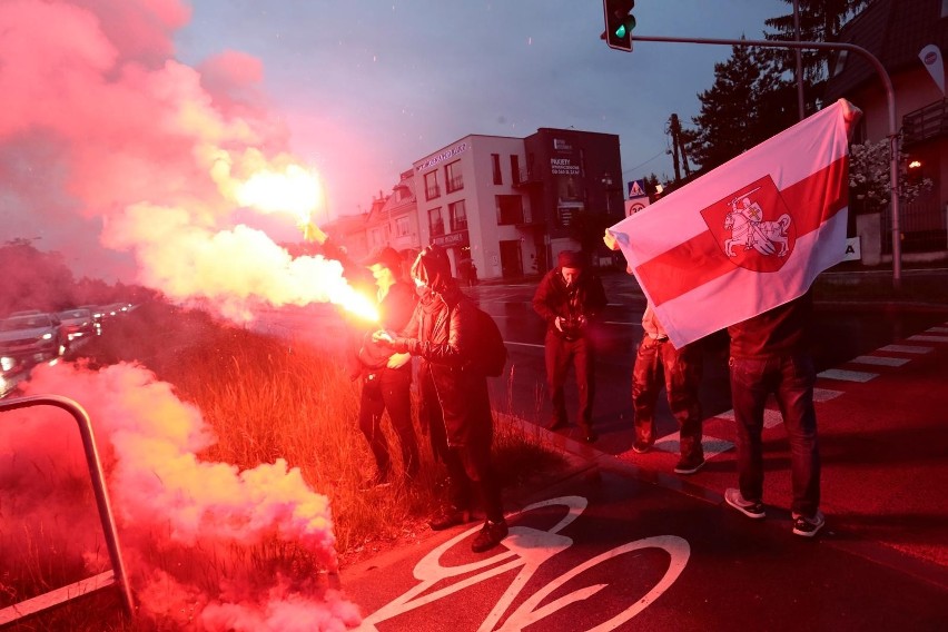 Protest pod ambasadą Białorusi w Warszawie