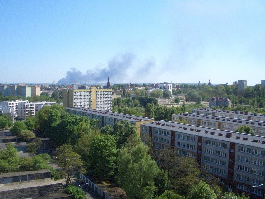 Pożar na ul. Pomorskiej w Szczecinie