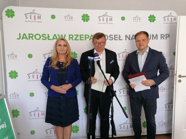 Kandydaci do Sejmu z listy Trzeciej Drogi: Justyna Jakubowicz-Dziduch, Jarosław Rzepa i Tomasz Czubara