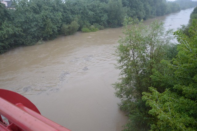 Poziom wody na Rabie w Bochni, 30.08.2021