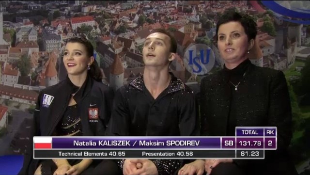 Natalia Kaliszek i Maksim Spodyriev razem z trener Sylwią Nowak-Trębacką.