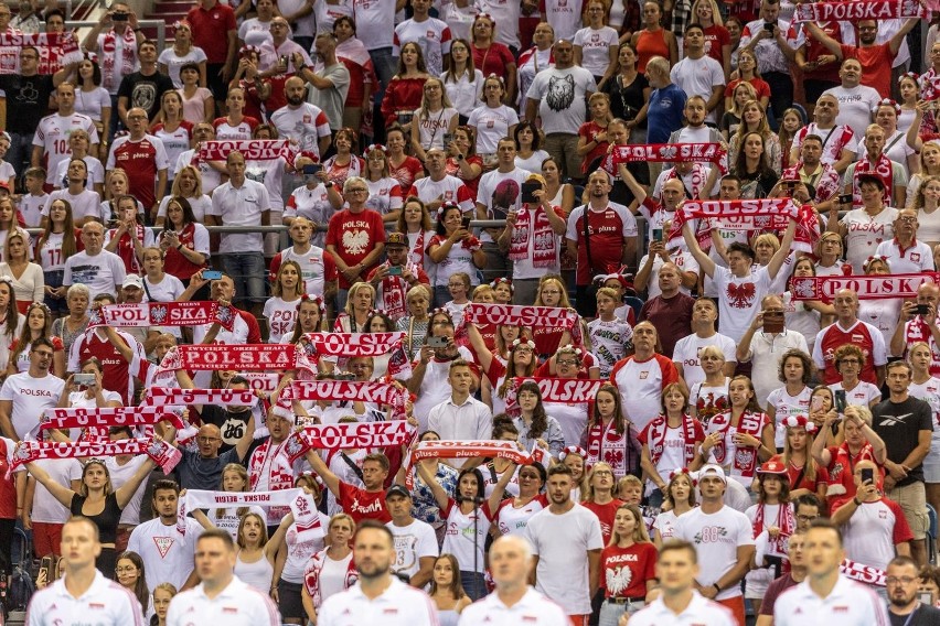 Kibice na meczu Polska - Serbia w Tauron Arenie Kraków...