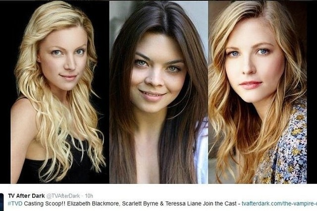 Elizabeth Blackmore, Scarlett Byrne i Teressa Liane pojawią się w "Pamiętnikach wampirów". (fot. screen z Twitter.com)