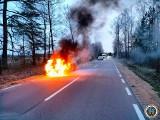 Pożar samochodu na drodze wojewódzkiej 648 w okolicy miejscowości Serwatki (zdjęcia, wideo)