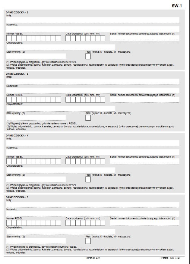 500 plus na dziecko. Wniosek na ostatnią chwilę (Dokumenty 500 plus na dziecko, Wnioski, PDF, Wzór)