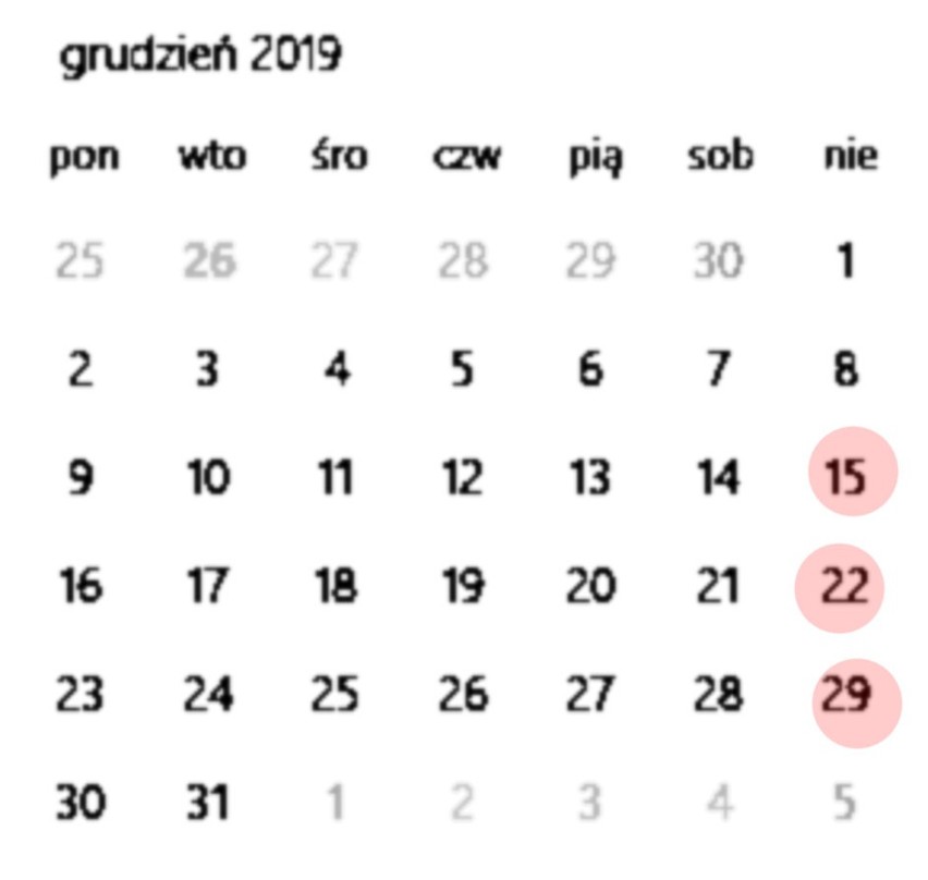 W grudniu 2019 będą trzy niedziele handlowe