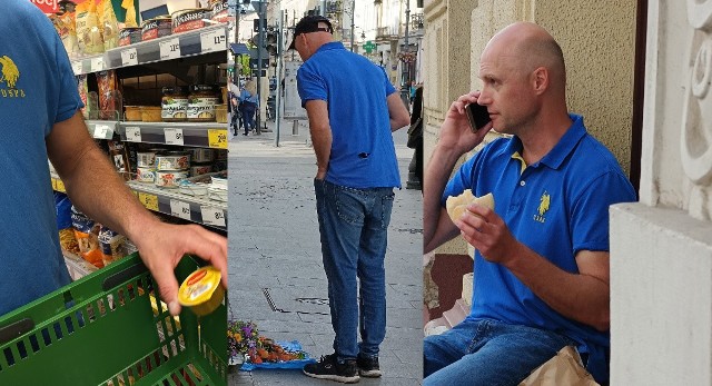 Krzysztof Krawczyk Junior je suchą bułkę na ulicy! Przesuń w prawo, by zobaczyć więcej zdjęć.