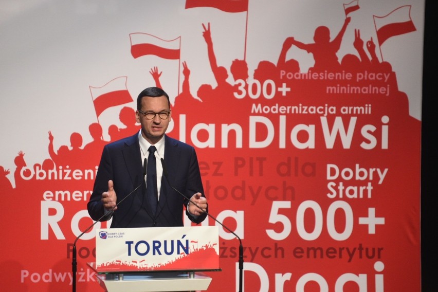 Premier Morawiecki pojawił się na konwencji PiS w Toruniu.