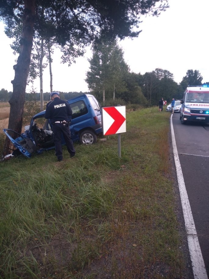 Wypadek na DK 91 w okolicach Radomska. Peugeot uderzył w drzewo, kierowca nie żyje
