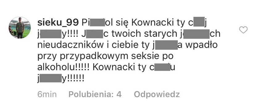 Wulgarny komentarz użytkownika na temat wypowiedzi Dawida...