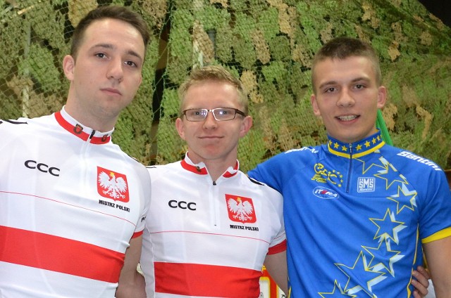 Od lewej: torowcy Stali Grudziądz: Krzysztof Maksel, Rafał Sarnecki i Matreusz Lipa walczą w mistrzostwach Europy.