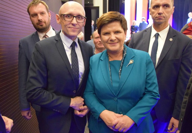 Premier Beata Szydło i Paweł Drobek, kandydat PiS na burmistrza Zwolenia.