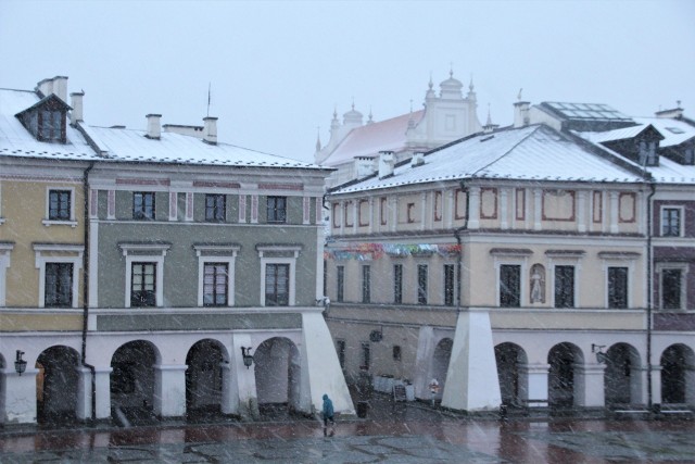 Pierwszy śnieg w Zamościu