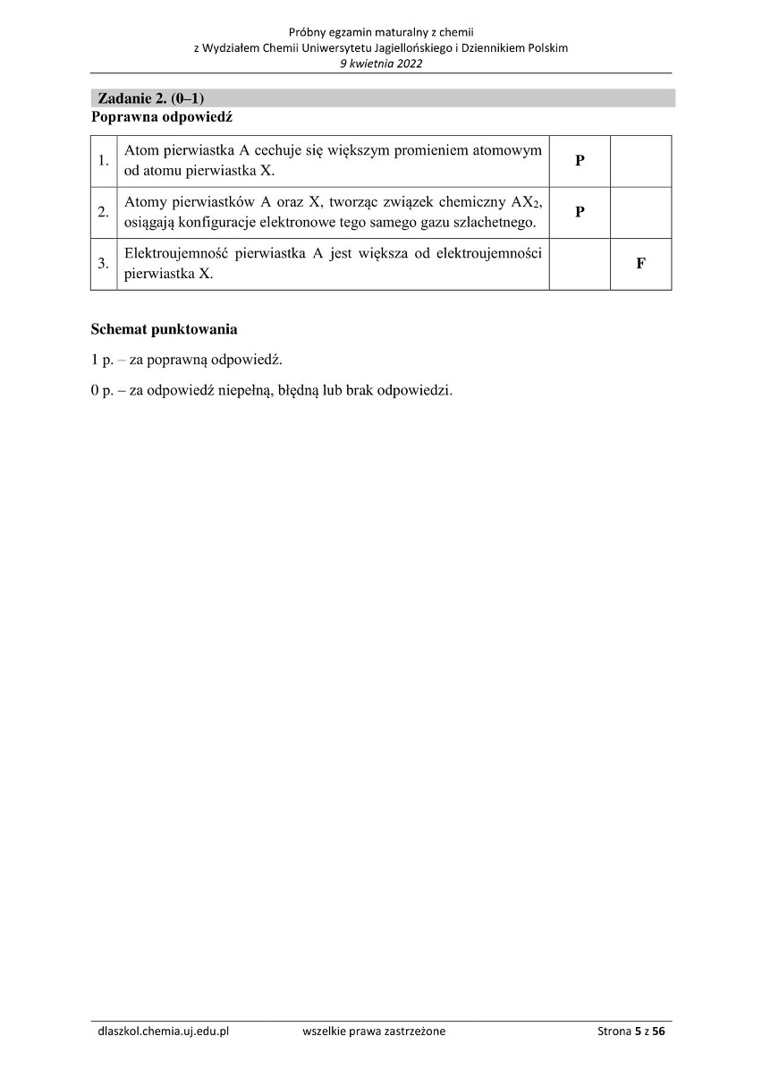 Sprawdźcie klucz odpowiedzi z próbnej matury z chemii 2022