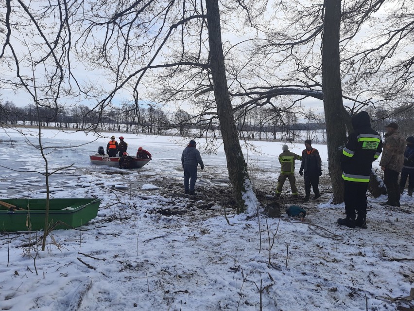Akcja ratunkowa jeleni na jeziorze Ińsko w województwie...