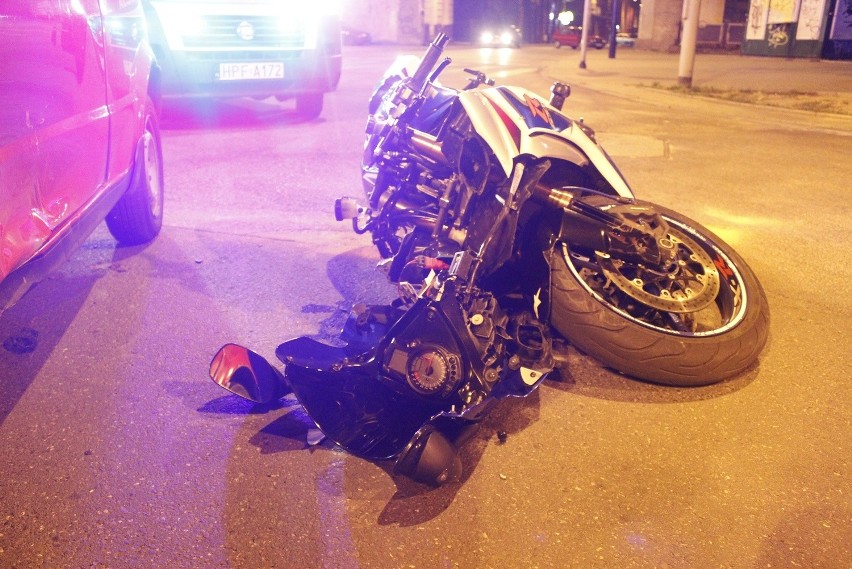 Wypadek motocyklisty na Sienkiewicza w Łodzi