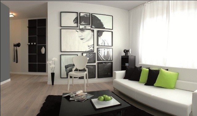 Pokój w stylu minimalistycznymPokój w stylu minimalistycznym charakteryzuje się oszczędnością kolorów i formy. Na ścianie możemy umieścić nowoczesną grafikę - kompozycja składa się z kilku ramek.