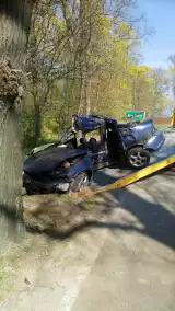 Śmiertelny wypadek w Krzykosach. Samochód uderzył w drzewo. 2 osoby nie żyją