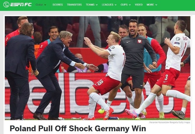 Historyczne zwycięstwo Polski z Niemcami zostało dostrzeżone i trafiło na czołówki światowych stron sportowych!