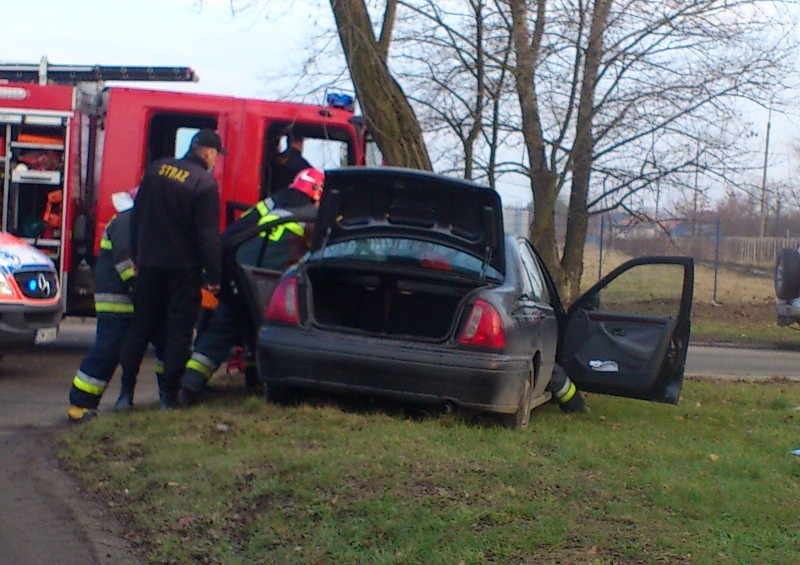 Jelcz-Laskowice: Samochód uderzył w drzewo. Kierowca był uwięziony w aucie (ZDJĘCIA)