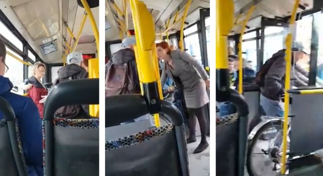 Rowerzysta nie chciał ustąpić miejsca kobiecie z wózkiem w autobusie. Zajście nagrał pasażer pojazdu i udostępnił w sieci