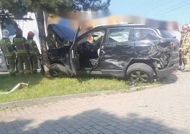 Wypadek w Dobczycach przy stacji benzynowej
