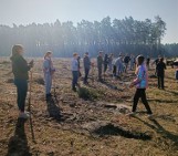 Akcja sadzenia drzew w okolicy Elektrowni Opole. Uczniowie, przedstawiciele PGE i leśnicy posadzili 3000 sadzonek