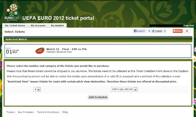 Bilety na Euro 2012 są jeszcze dostępne w portalu UEFA