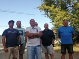 Protest na budowie osiedla Perła Piotrkowska w Łodzi. Protestujący pracownicy domagają się wypłaty zaległych pensji 