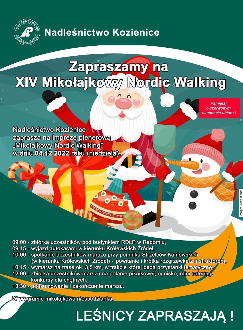 XIV Mikołajkowy Nordic Walking odbędzie się już w niedzielę 4 grudnia, w Puszczy Kozienickiej. Sprawdź trasę i program