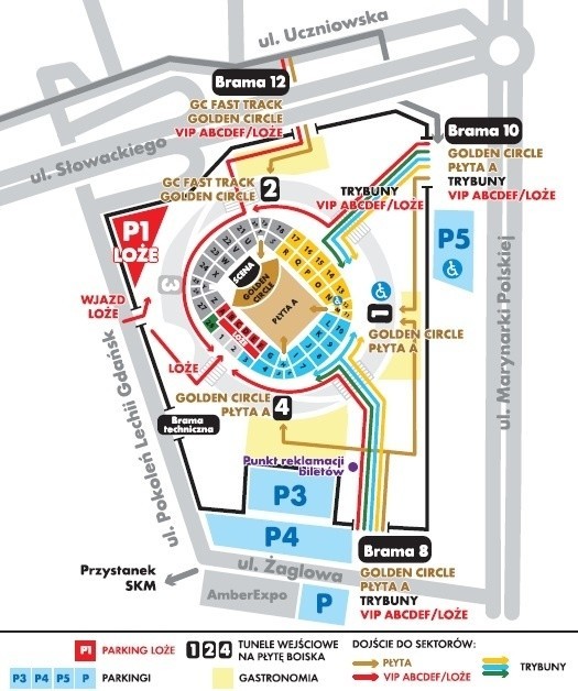 Mapa dojazdu na koncert Justina Timberlake'a oraz plan stadionu