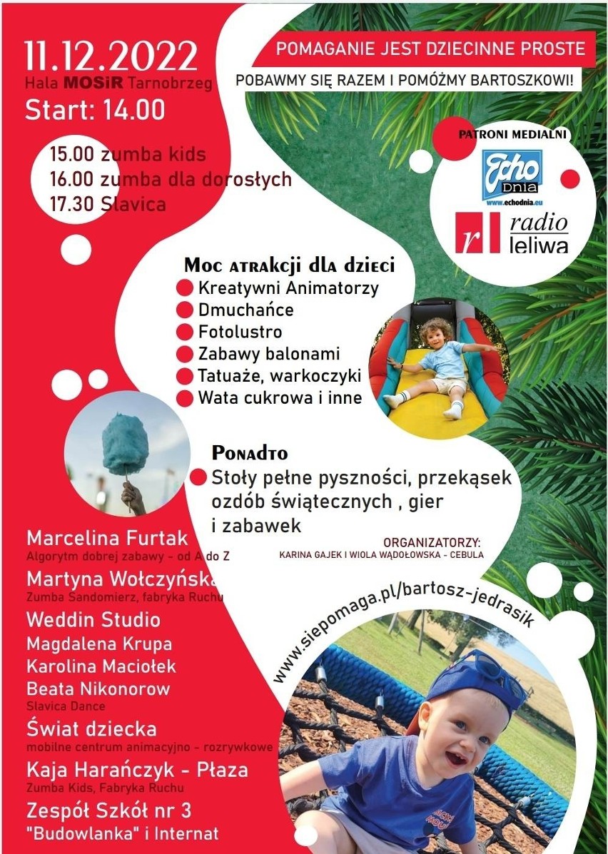 Impreza charytatywna dla Bartosza Jędrasika 11 grudnia w Tarnobrzegu. W Miejskim Ośrodku Sportu i Rekreacji będzie moc atrakcji dla dzieci 